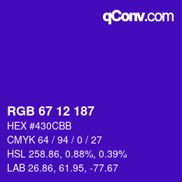 Color code: RGB 67 12 187 | qconv.com
