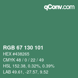 Color code: RGB 67 130 101 | qconv.com