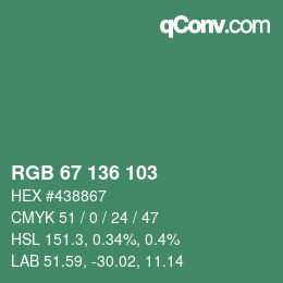 Farbcode: RGB 67 136 103 | qconv.com