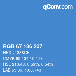 Color code: RGB 67 136 207 | qconv.com