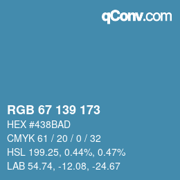 Color code: RGB 67 139 173 | qconv.com