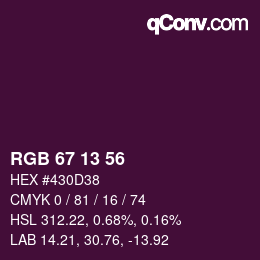 Color code: RGB 67 13 56 | qconv.com