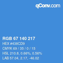 カラーコード: RGB 67 140 217 | qconv.com