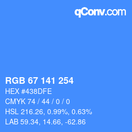 Color code: RGB 67 141 254 | qconv.com