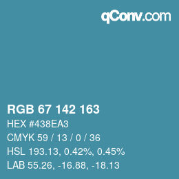 Color code: RGB 67 142 163 | qconv.com