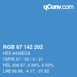 Color code: RGB 67 142 202 | qconv.com
