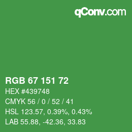 Color code: RGB 67 151 72 | qconv.com