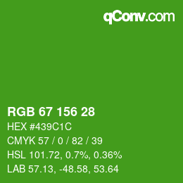 Color code: RGB 67 156 28 | qconv.com