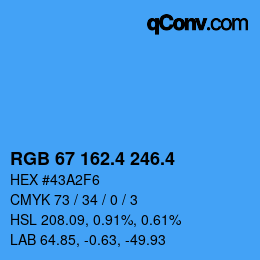 カラーコード: RGB 67 162.4 246.4 | qconv.com
