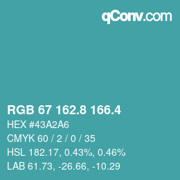 カラーコード: RGB 67 162.8 166.4 | qconv.com