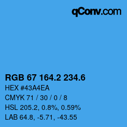 カラーコード: RGB 67 164.2 234.6 | qconv.com