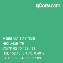 Color code: RGB 67 177 126 | qconv.com