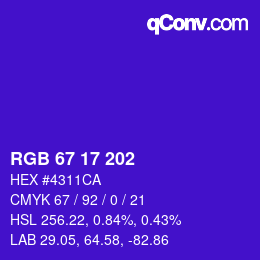Color code: RGB 67 17 202 | qconv.com