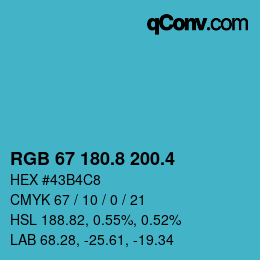 カラーコード: RGB 67 180.8 200.4 | qconv.com