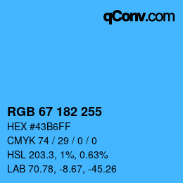 颜色代码: RGB 67 182 255 | qconv.com