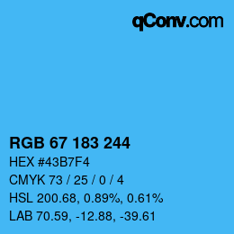カラーコード: RGB 67 183 244 | qconv.com