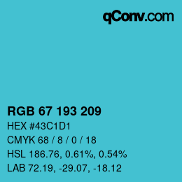 Color code: RGB 67 193 209 | qconv.com