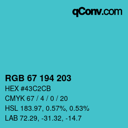 颜色代码: RGB 67 194 203 | qconv.com