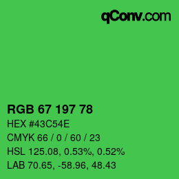 Color code: RGB 67 197 78 | qconv.com