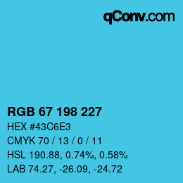 Color code: RGB 67 198 227 | qconv.com
