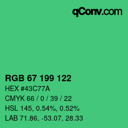 Farbcode: RGB 67 199 122 | qconv.com