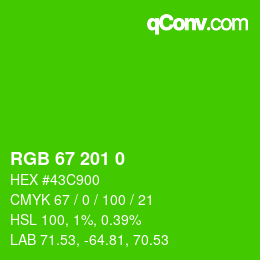 Color code: RGB 67 201 0 | qconv.com