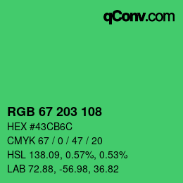 Color code: RGB 67 203 108 | qconv.com