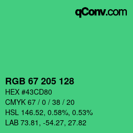 カラーコード: RGB 67 205 128 | qconv.com