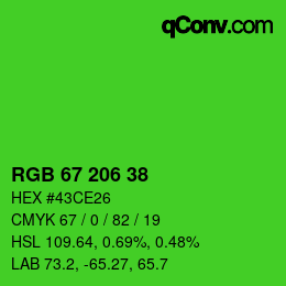 Color code: RGB 67 206 38 | qconv.com