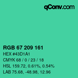 Farbcode: RGB 67 209 161 | qconv.com