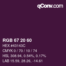 颜色代码: RGB 67 20 60 | qconv.com