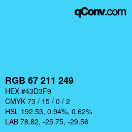 カラーコード: RGB 67 211 249 | qconv.com