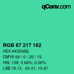 Color code: RGB 67 217 162 | qconv.com