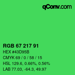 Farbcode: RGB 67 217 91 | qconv.com
