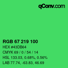 Farbcode: RGB 67 219 100 | qconv.com