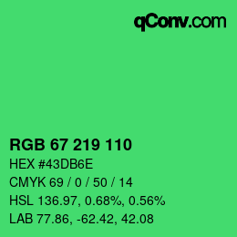 Color code: RGB 67 219 110 | qconv.com