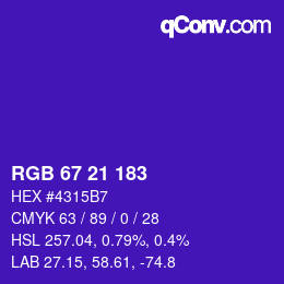 Color code: RGB 67 21 183 | qconv.com
