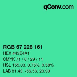 Color code: RGB 67 228 161 | qconv.com