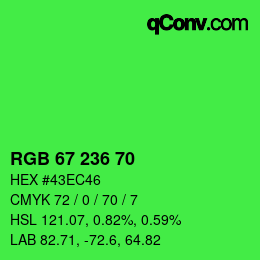 Color code: RGB 67 236 70 | qconv.com