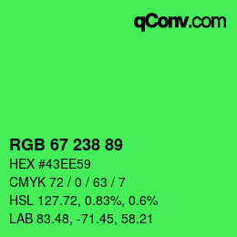 Farbcode: RGB 67 238 89 | qconv.com