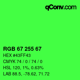 Color code: RGB 67 255 67 | qconv.com