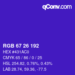Color code: RGB 67 26 192 | qconv.com