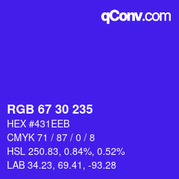 Código de color: RGB 67 30 235 | qconv.com
