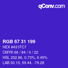 Color code: RGB 67 31 199 | qconv.com