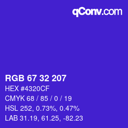 Color code: RGB 67 32 207 | qconv.com