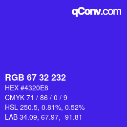 Color code: RGB 67 32 232 | qconv.com