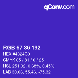 Color code: RGB 67 36 192 | qconv.com