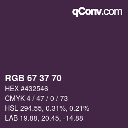 Farbcode: RGB 67 37 70 | qconv.com