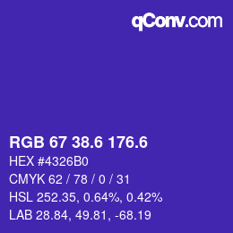 カラーコード: RGB 67 38.6 176.6 | qconv.com