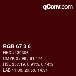 Color code: RGB 67 3 6 | qconv.com